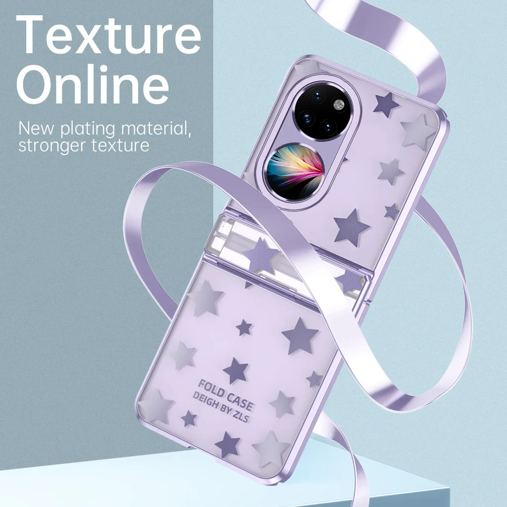 Luxury Gradient Glitter Star Phone Case For Huawei P50 Pocket 5G Transparent Soft Back Cover For Huawei Pocket S 5G