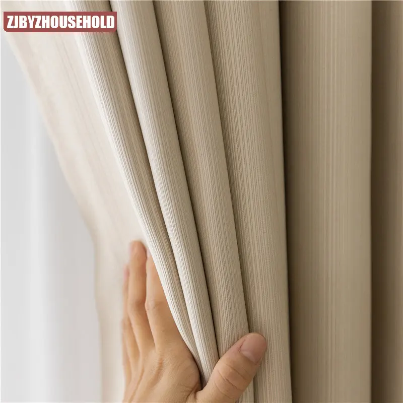 

2023 New High Blackoout Shading Curtains for Living Dining Room Bedroom Thickened Solid Color Stitching Simple Hook Striped