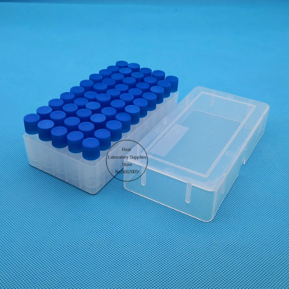 50 pieces plastic 1.8ml freezing tube + one piece 50 vents plastic Freezing tube storage box for experiment