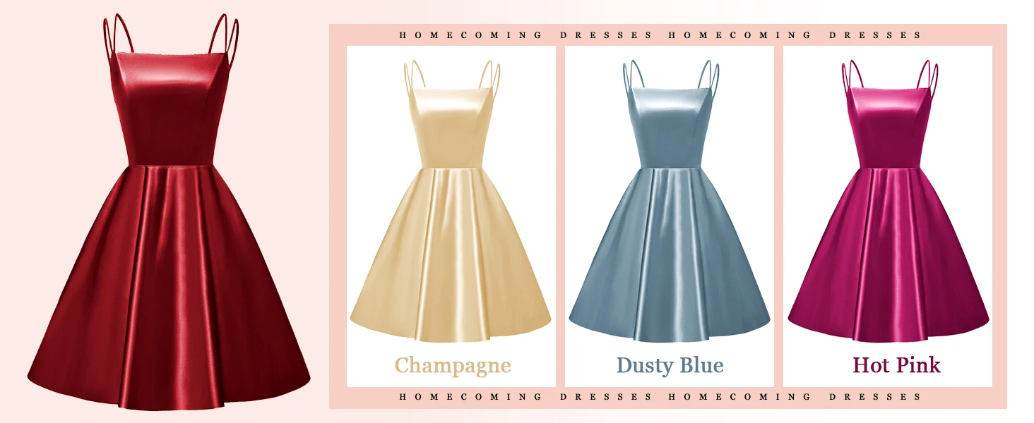 Vestidos de fiesta con tirantes finos, vestidos de satén, vestidos cortos