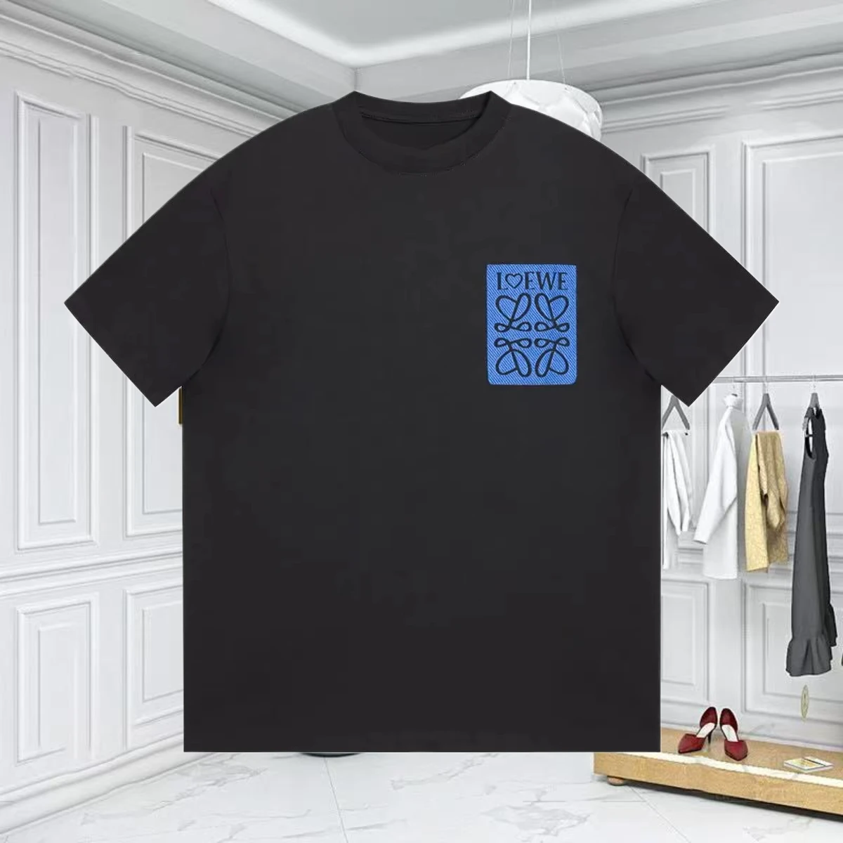 New Printed Color Matching Letters Pure Cotton Men Women Versatile High End T-Shirt Fashion Light Luxury Crew Neck Top
