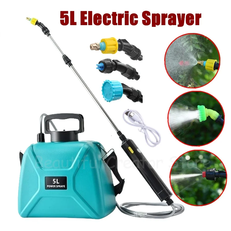 

5L 2400mAh Agricultural Electric Spray Garden Automatic Atomizer Spray USB Rechargeable Lithium Battery Garden Irrigation Tool