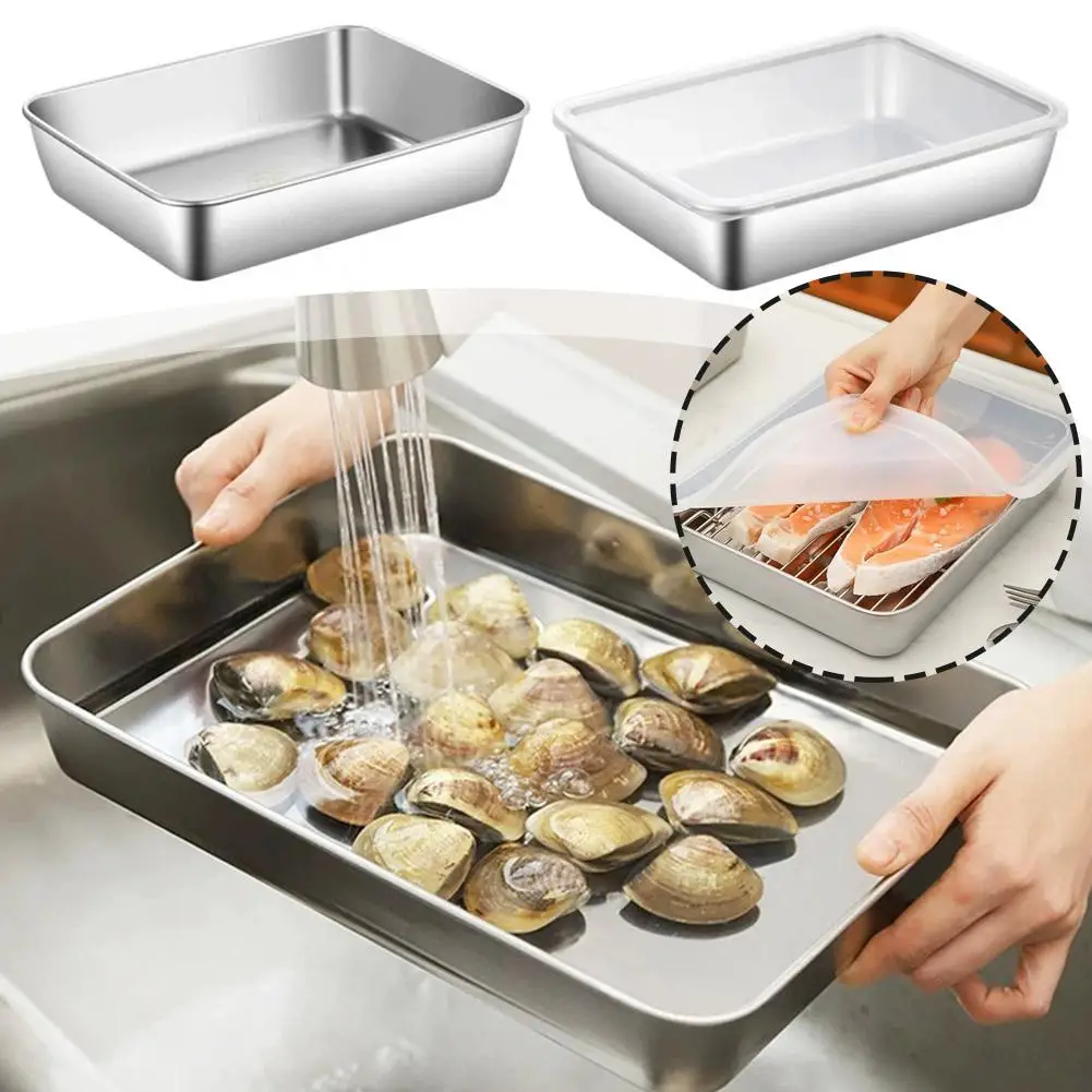 

Stainless Steel Crisper Box Dinner Plate Freezer Crisper Lunch Bento Fruit Picnic Box Food Container Outdoors Box Foo I4u6