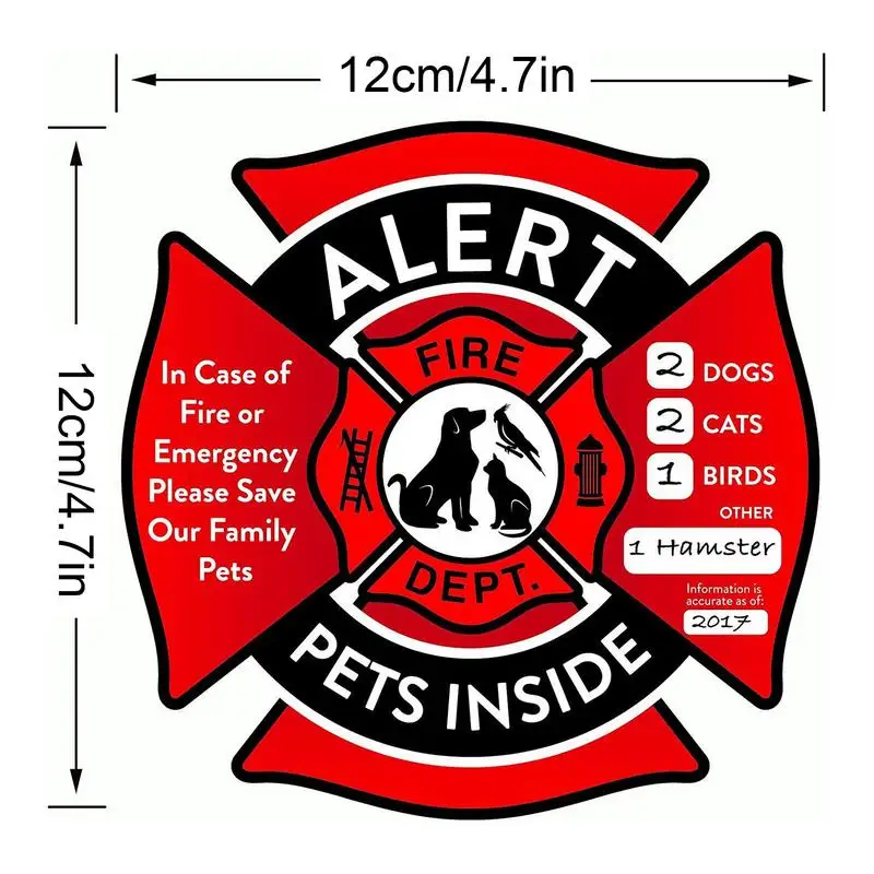 Pet Inside Sticker Save Our Pets Finder Window Stickers No Adhesive Pet Alert Safety Fire Rescue Sticker UV Fade Resistant Decal