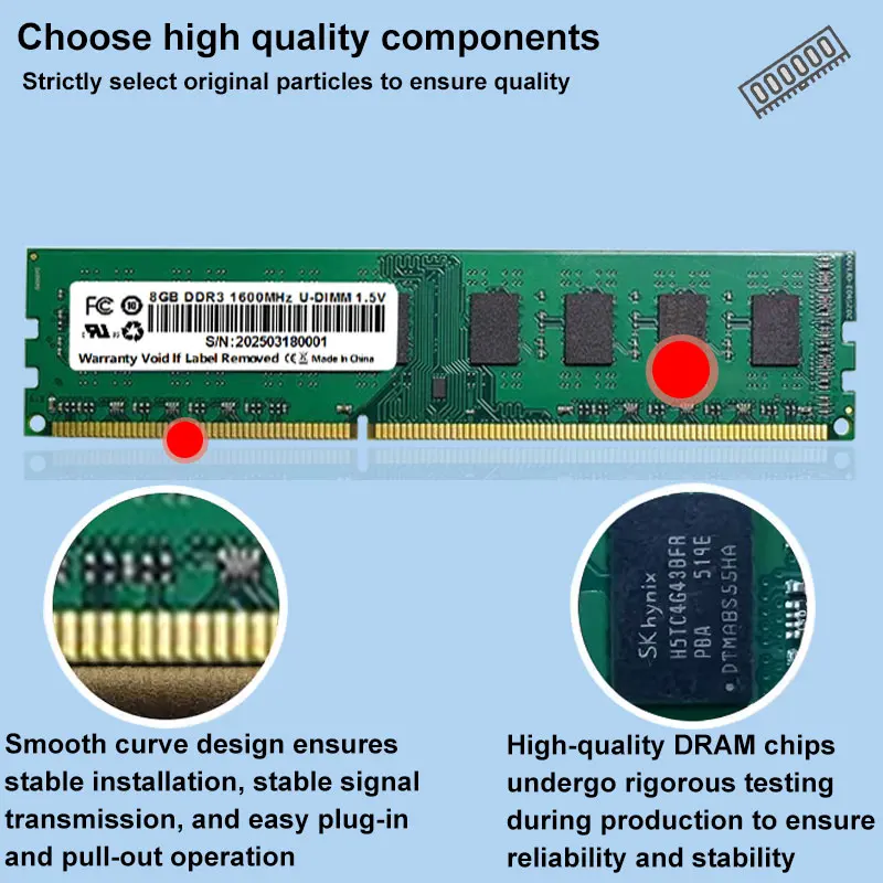 CeaMere DDR3 2개 데스크탑 범용 메모리, D3 4G/8G 1333MHz/1600MHz 메모리, PC 1.35V/1.5V U-DIMN 240핀 메모리 카드 도매