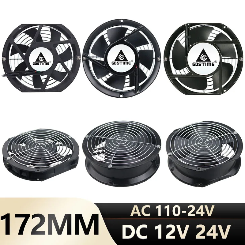 Ventilador de Refrigeração de Bola com Rede Protetora 170 mm 172 mm 172×51 mm 172×25 mm 12v 24v 48v 110v 120v 220v 240v Axial Indústria