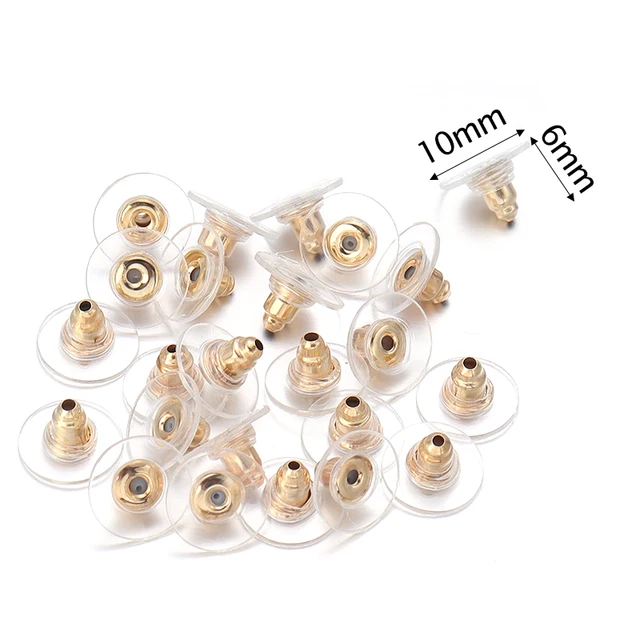 100-500pcs/Lot Rubber Ear Backs Stopper Earnuts Stud Earring Back Supplies For DIY Jewelry Findings Making Accessories Wholesale KC Gold