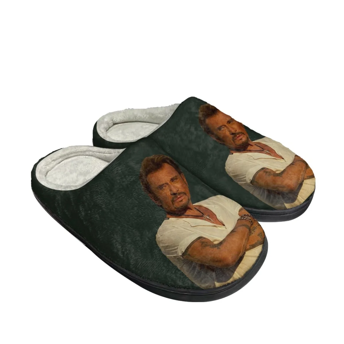 Johnny hallyday Print Cotton Slippers Dropshipping Non-Slip Indoor Floor Shoes Comfortable Home Women Men Slides Zapatos Planos