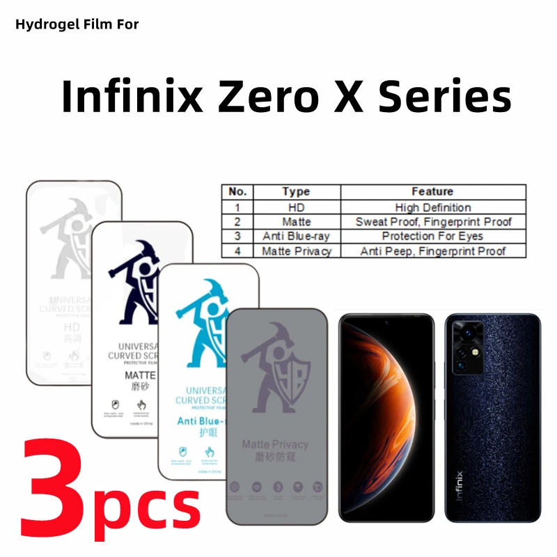 

3pcs HD Hydrogel Film For Infinix Zero X Pro Matte Screen Protector For Infinix Zero X Neo Eye Care Anti Spy Matte Protective