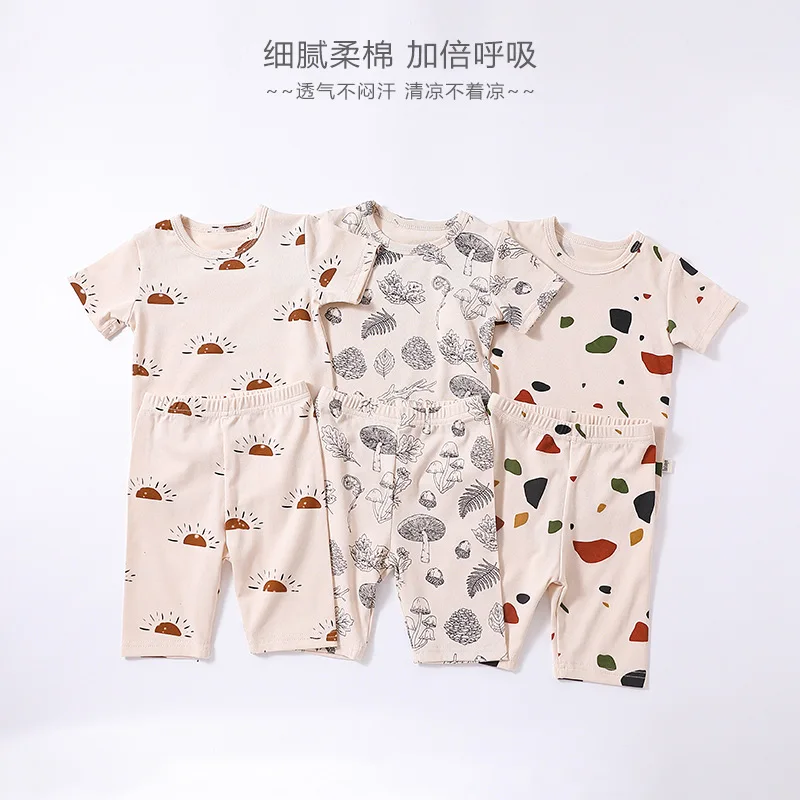 

Jenny&Dave Baby summer short sleeved set, thin pure cotton, baby air-conditioned clothing, children's summer short sleeved short