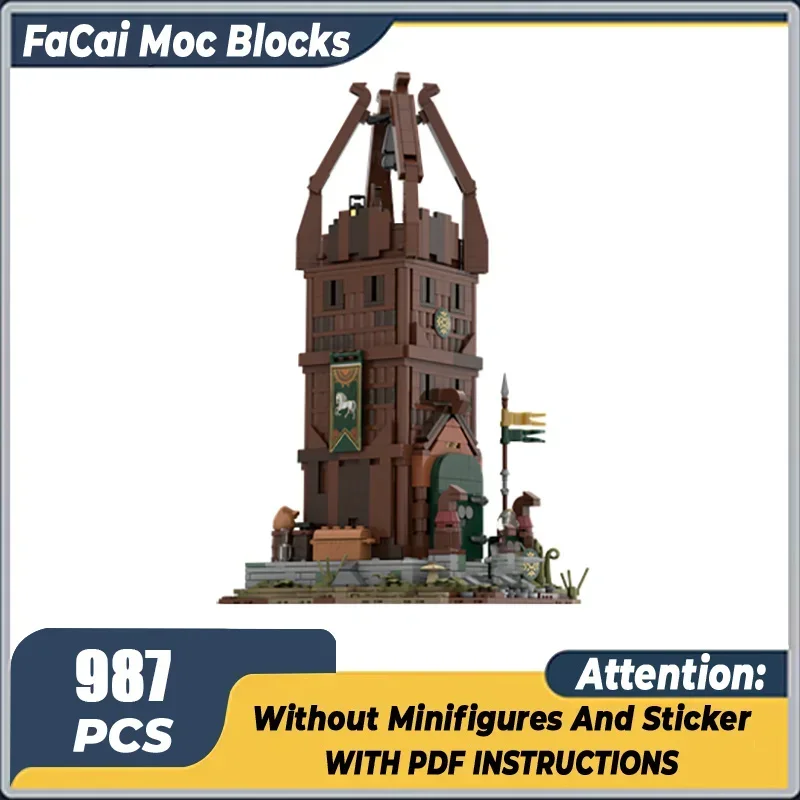 

Moc Building Blocks Magical Rings Movie Rohan Watchtower Model Technology Bricks DIY The Medieval Times Castle Toys