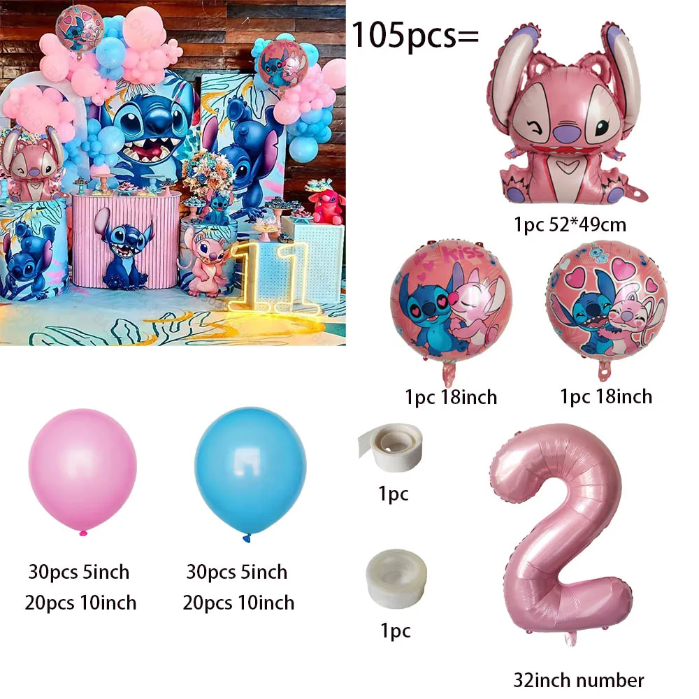 Lilo & Stitch – Kit De Ballons En Latex, 1 Ensemble, Guirlande Pour Fête D' anniversaire, Pour Enfants De 1 À 9 Ans, Décoration De Fond Pour Fête  Prénatale - AliExpress