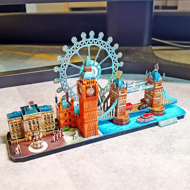 Jogo de quebra-cabeça 3d, brinquedo em miniatura, city, paris, nova york,  moscow, famosa montagem de