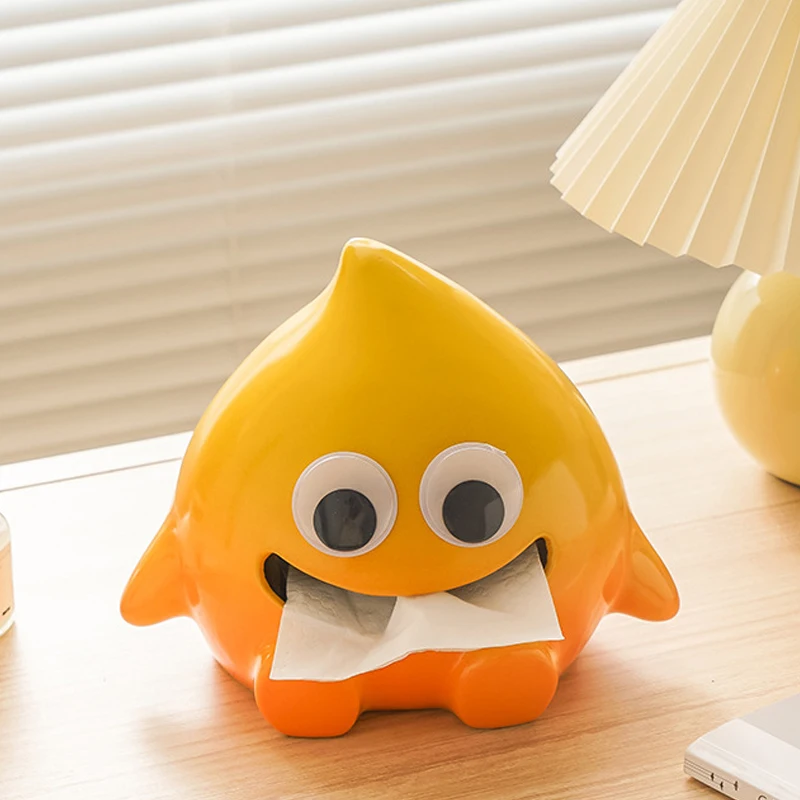 Ceramic Cute Gradient Orange Tissue Box Creative Light Luxury Simple Napkin Box Home Living Room Bedroom Desktop Hotel Decor 1Pc