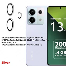 Premium Aluminum Alloy Camera Glass Case with 3D Metal Ring Lens Protector for Note 15 5G (Silver 01)