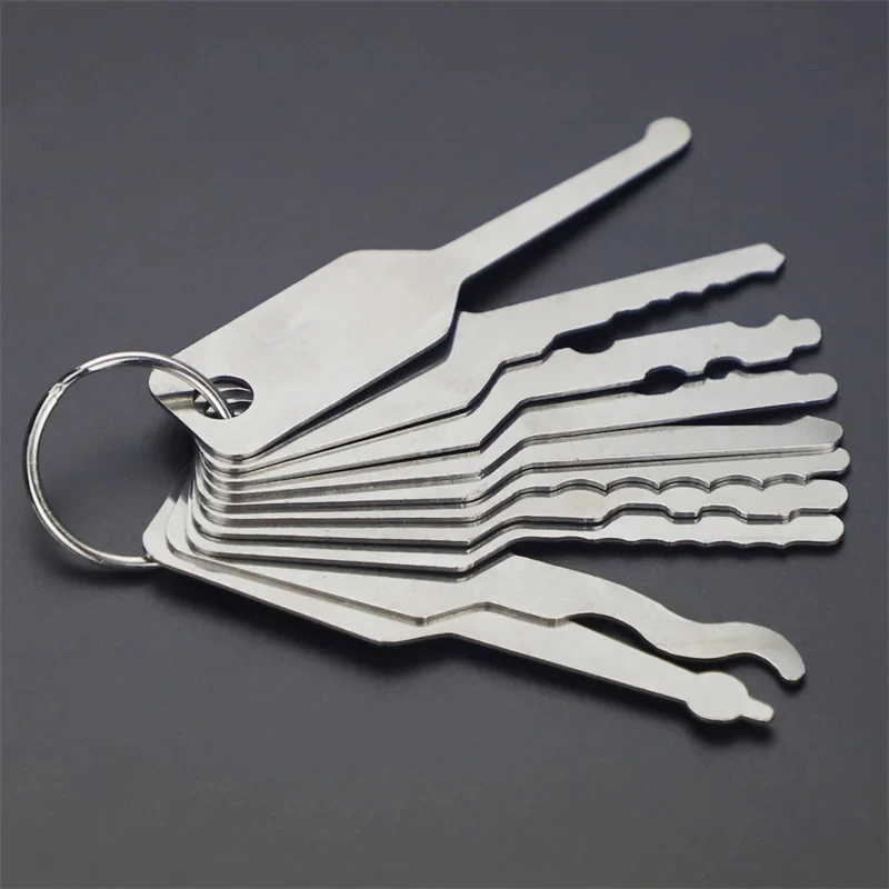 Repair Accessories Lock Open Stainless Steel Jiggler Keys 10Pcs/Set Door Open Keys Dual Sided Car Unlock