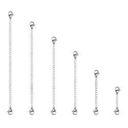 Stainless Steel Adjustable Extension Chain with Lobster Clasp (6pcs)