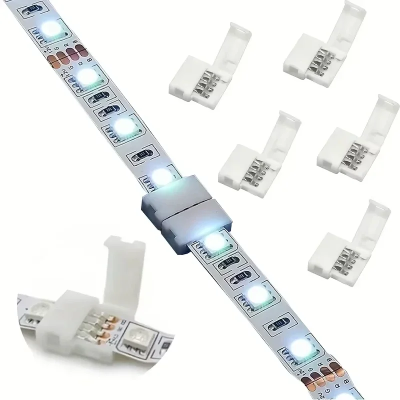 LED Strip Connector 10pcs 8mm 10mm 2 Pin 4 Pin 3528 5050 RGB Single Color Solderless PCB Board Wire Free Welding Connectors