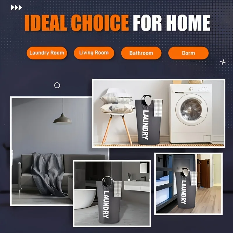 Oxford Cloth Laundry Bag, Dirty Clothes Storage Basket, Foldable Bathroom Clothes Bucket, Large-capacity Dirty Clothes Basket