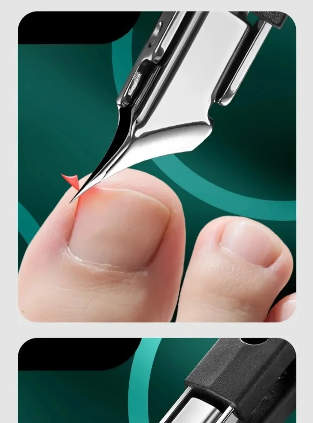 Profil boczny obcinacza do paznokci ze stali nierdzewnej o skośnym ostrzu