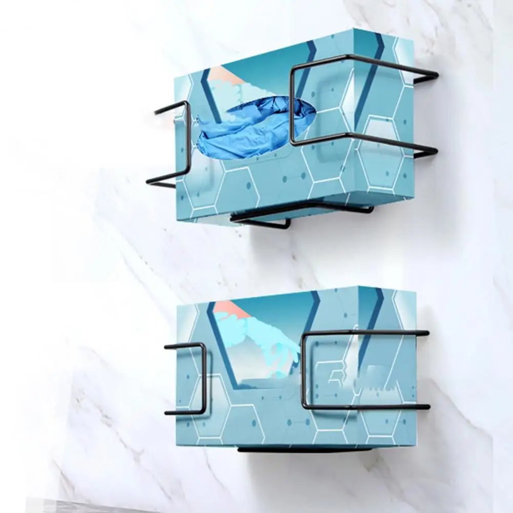 Wall Mounted Glove Rack Wall Mounted Metal Glove Box Holder for Healthcare Food Service Anti-slip Tissue Box for Dentist 4
