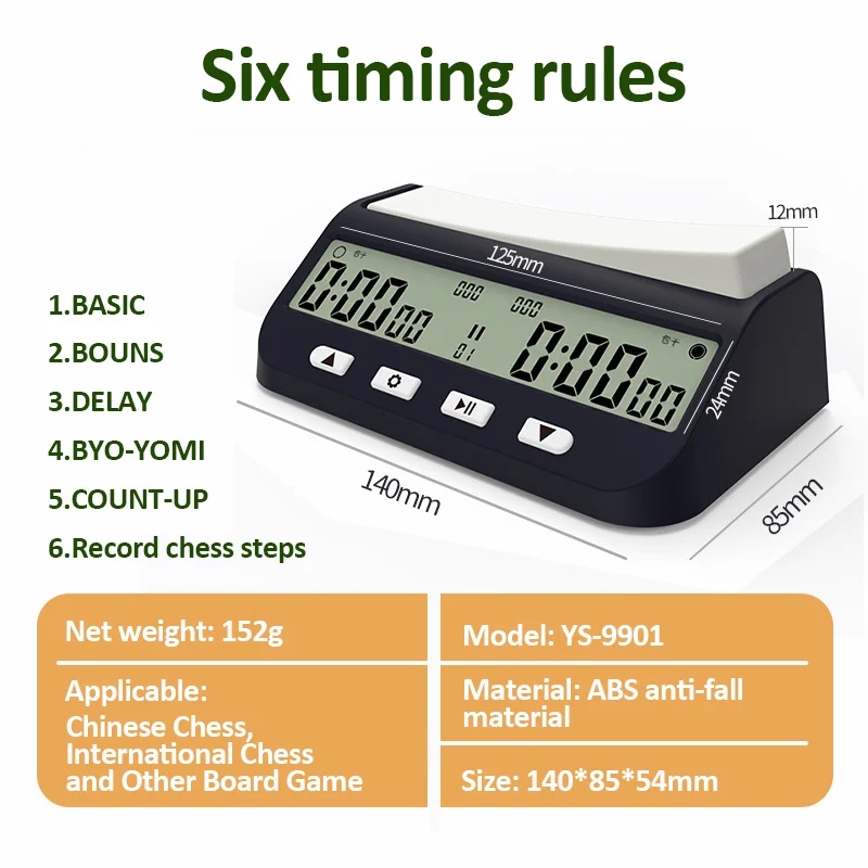 YS9901/YS902 Digital Chess Timer Professional Chess Clock Multifunctional Digital Count Up Count Down Precision Game Stopwatch 3