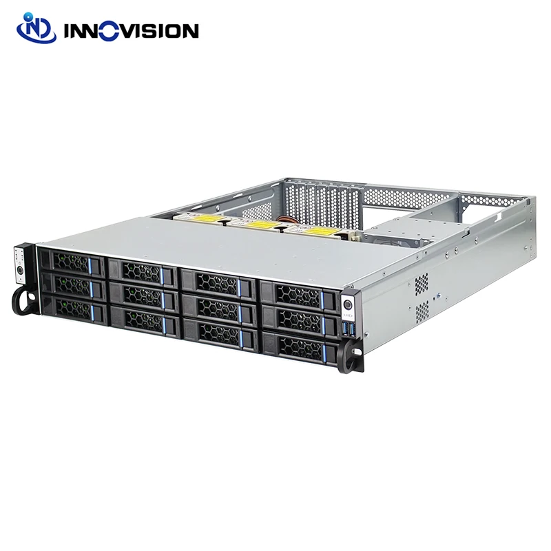 New 19inch 2U 12 HDD 12bays Hotswap Server Case With 12G MINI SAS HD Backplane With 2xSFF8654 NVME and 3xSFF8643 12GB Interface