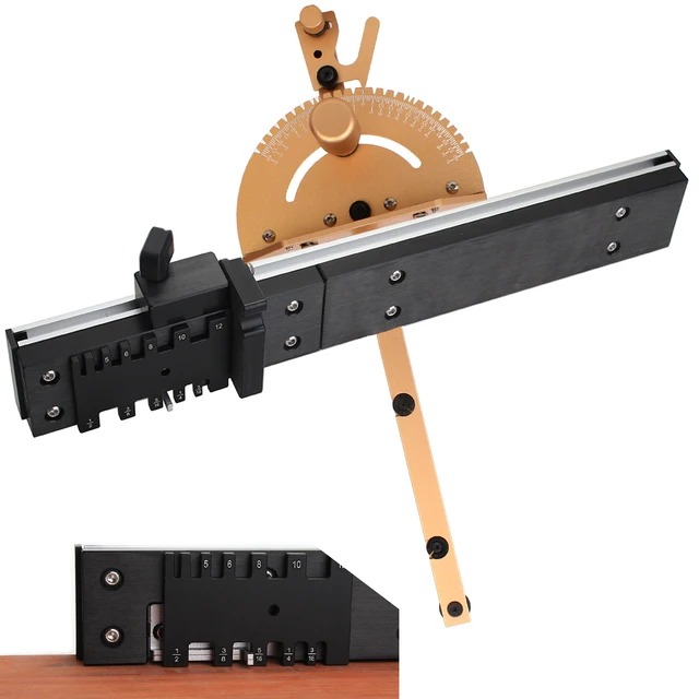 Wnew 450mm Brass Handle Miter Gauge With Box Joint Jig - For Table Saw, Router, Band Saw - View #2