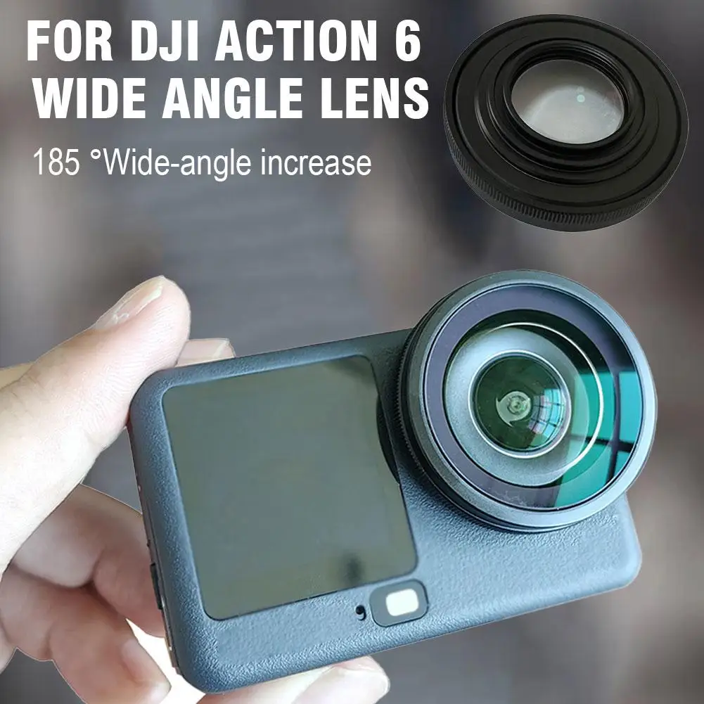 Photo prise avec l'Objectif Grand Angle 185° Fisheye pour DJI Action 6 montrant un paysage urbain déformé en effet fisheye.