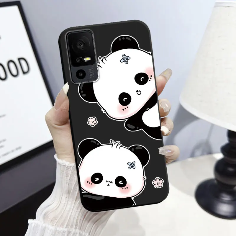 Panda Floral Soft Silicone Shockproof Phone Back Cover