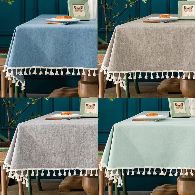 Waterproof and Oil Proof Tablecloth Hot Sale Linen Cotton Table Cloth Lace Edge Rectangular Table Cloth Home Wedding Party Decor
