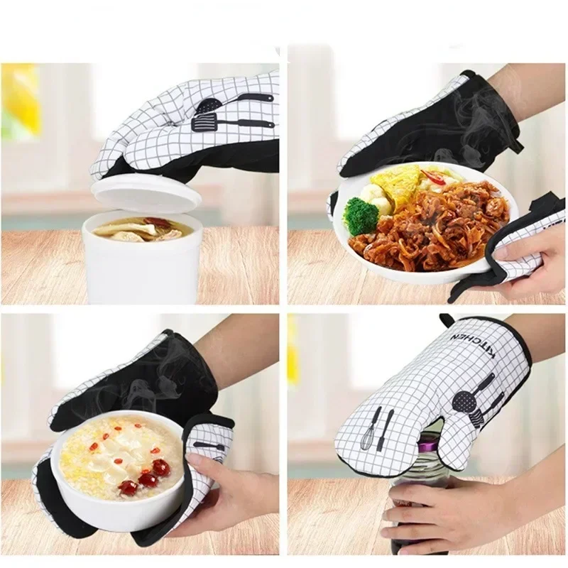 Kitchen Baking Cooking Accessories Print Oven Mitt Glove Pad Washable Microwave Pizza Anti-Hot Insulation Mat Kitchen Decor silicone oven mitts kitchen gloves silicone oven gloves