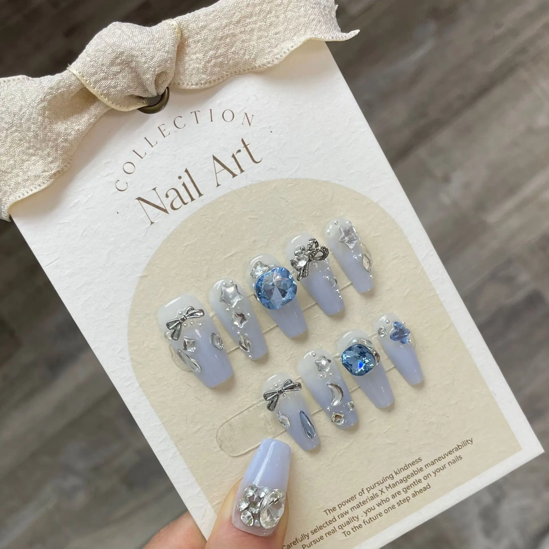 

Handmade fake nail decoration cute design fake nail acrylic wearing nail full coverage nail tip girls repeatedly use