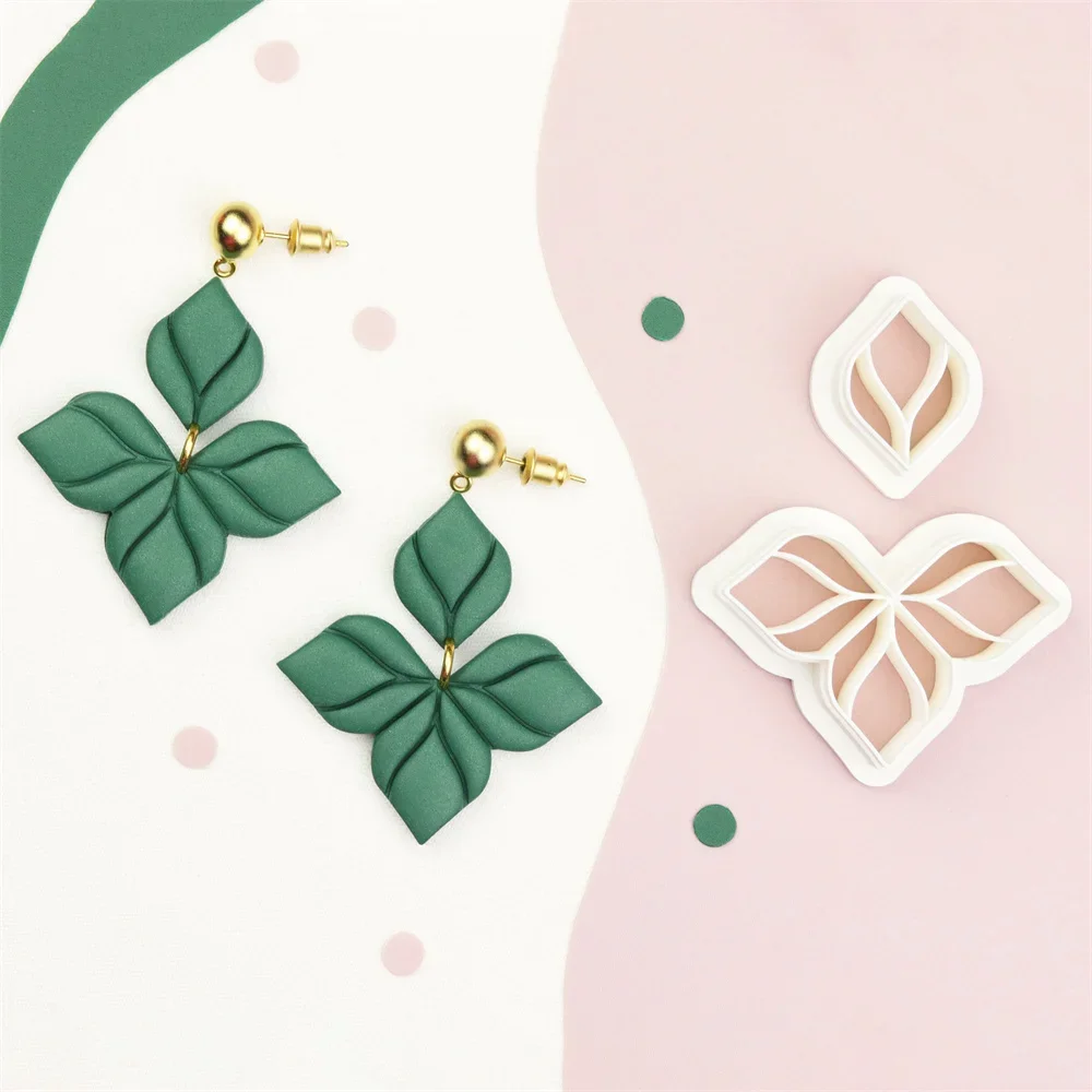 Earrings Clay Mold DIY Leaves Earrings Pendants Mould Soft Pottery Clay Cutter Handmade Jewelry Embossing Tools