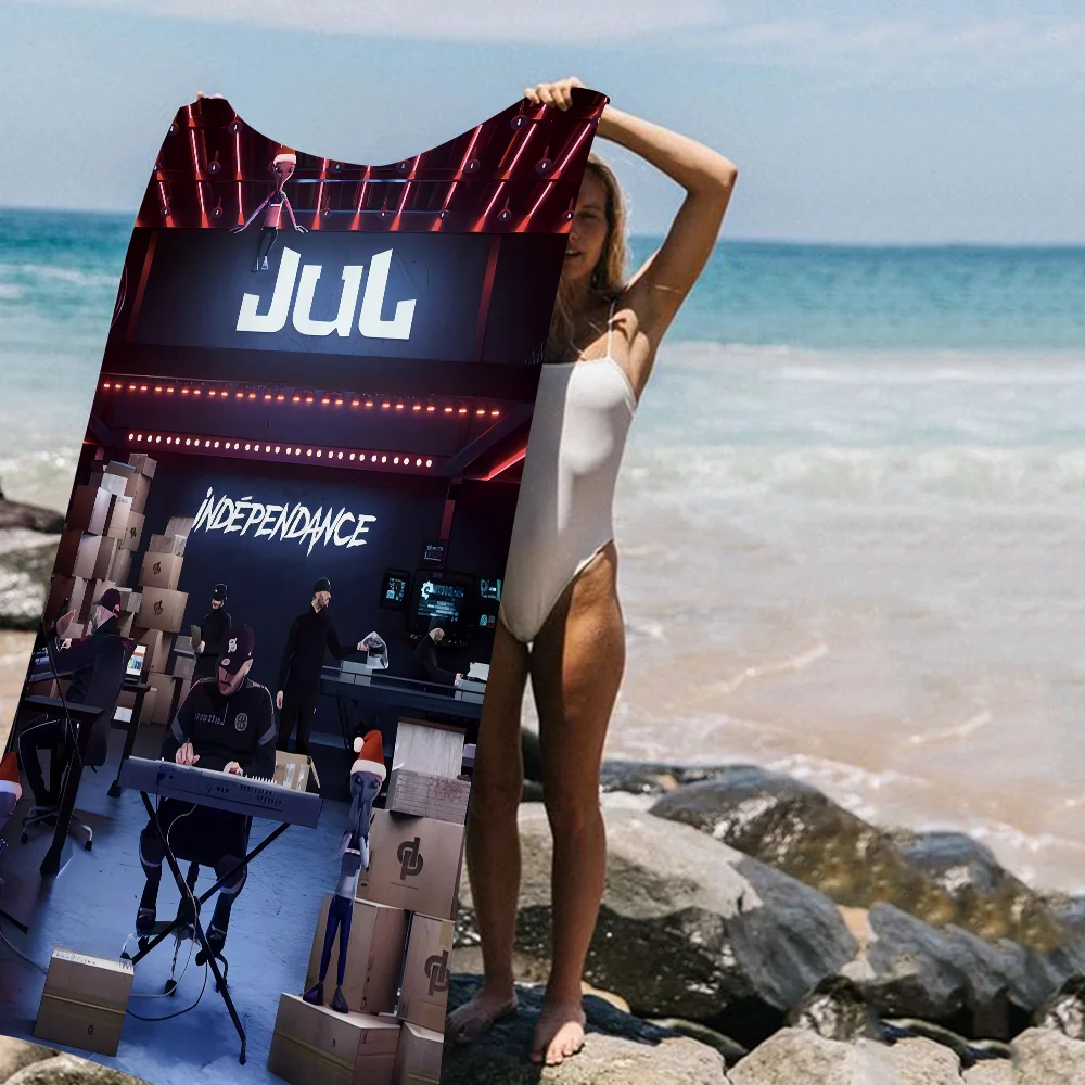 Rapper JuL Music Album Cover L-LOL Printed Beach Towel Mountain Climbing Yoga Beach Swimming Running Absorbent Soft Towel