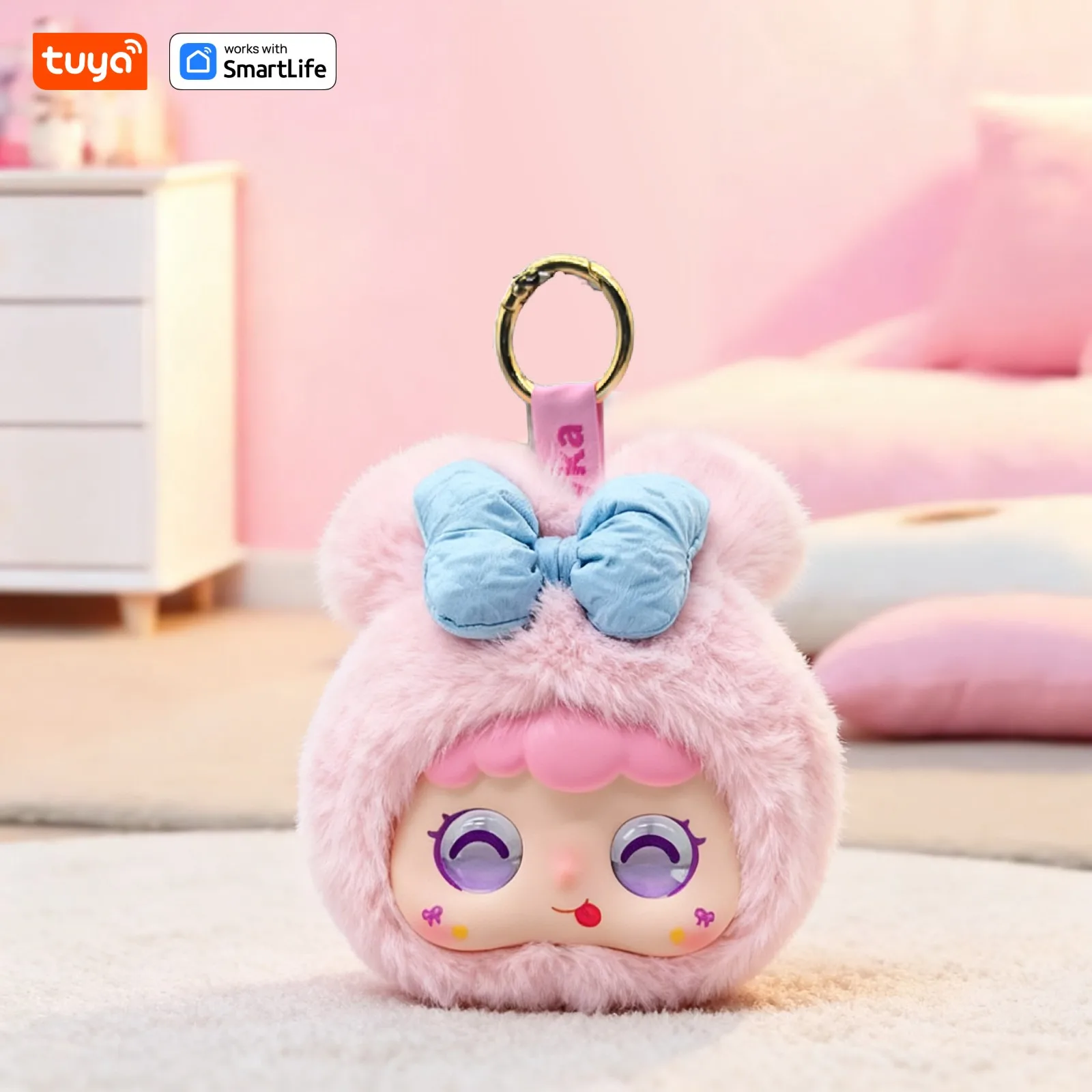 Rabbit: AI Plush Robot w/LED Eyes&Voice Control,Interactive Smart Toy USB Rechargeable Companion for Kids Gifts/Smart Home-Pink