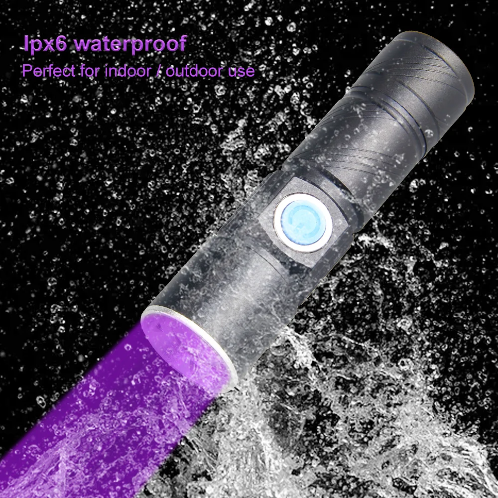 Description Picture 3 of itemVASTFIRE Mini 395nm UV Flashlight Ultraviolet Blacklight USB Rechargeable Linternas Carpet Pet Urine Detector Catch Scorpions