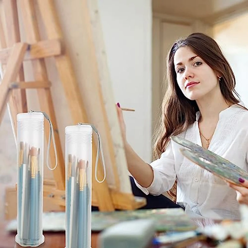 Porta Pennelli MarkMark Extendable Paint Brush Holder Case Storage Translucent Tube Cylinder Water Color Brush Pouch With Strap For Artist To Travel, Pen Pencil Container TPPI40647 Brush Pen