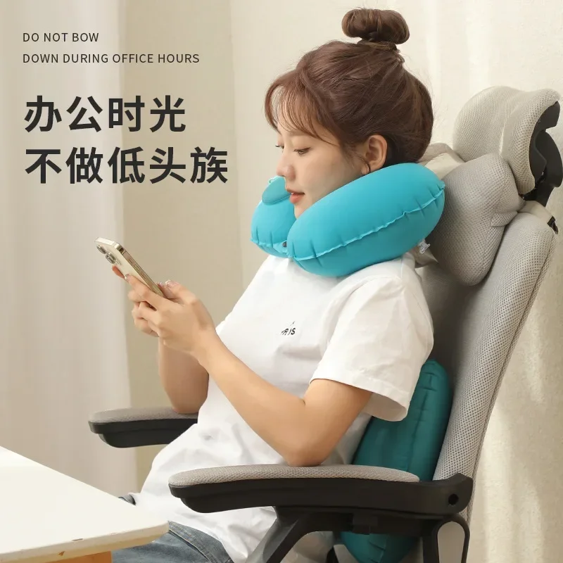 Ergonomic Inflatable Pillow Massage Pillow for Camping Backpacking Travel Sleeping Neck Air Lumbar Pillow 4