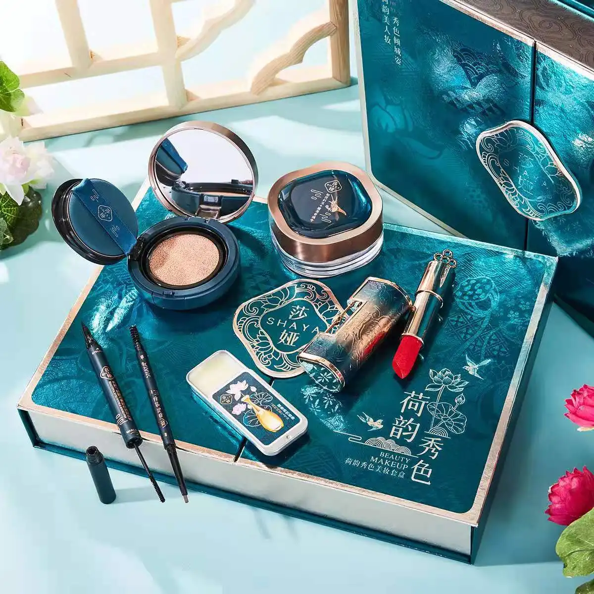 Maquillage Professionnelle Makeup 6pcs Set Matte Lipstick Setting Powder Cosmetic Set Mystery Box For Women