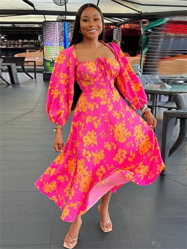 Wmstar Dresses for Women Printed Elegant Off Shoulder Maxi Loose Dress Club Outfits New in Summer Wholesale Dropshipping S-2XL