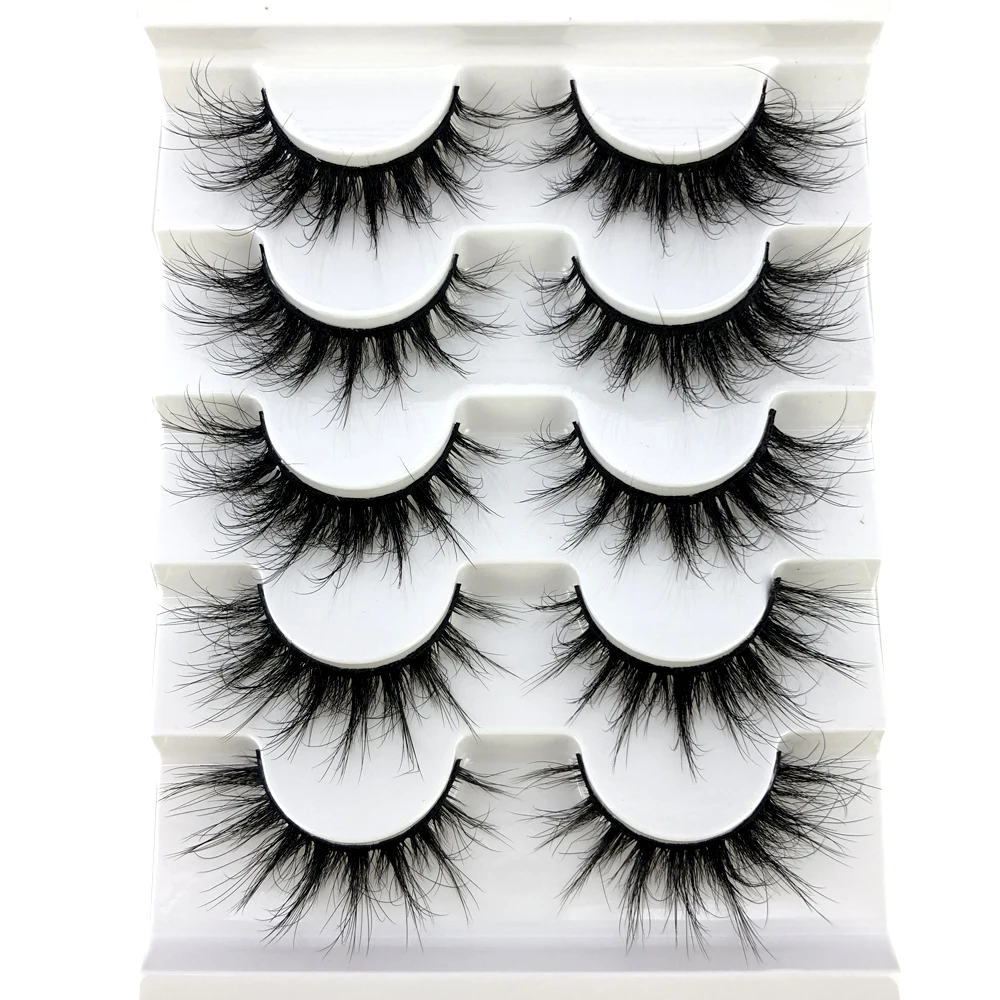 Description Picture 6 of item5 pairs of 3D mink fluffy dense crossed and dynamic natural eyelashes mink soft eyelash extension makeup set