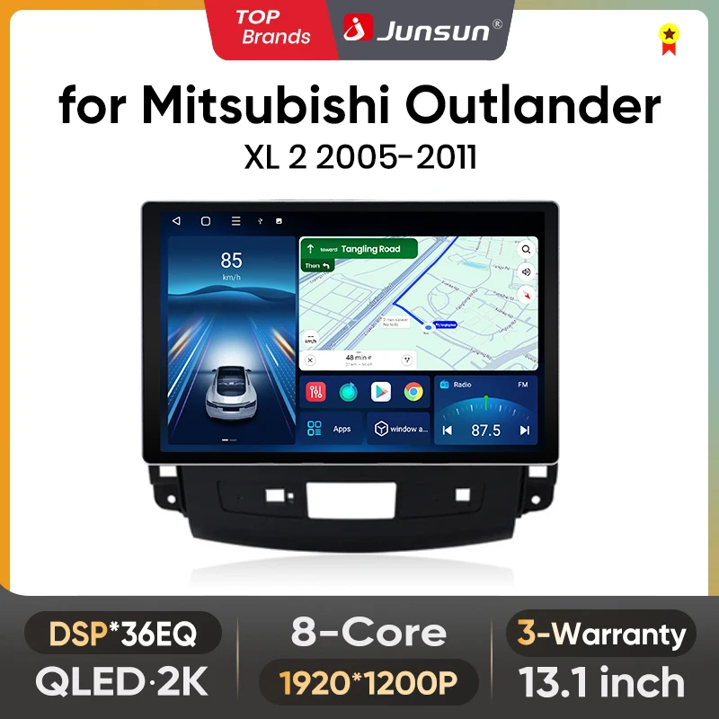 Junsun 13,1 pulgadas QLED Android CarPlay Auto Radio de coche para Mitsubishi Outlander xl 2 2005-2011 Citroen c-cross sistemas inteligentes 1