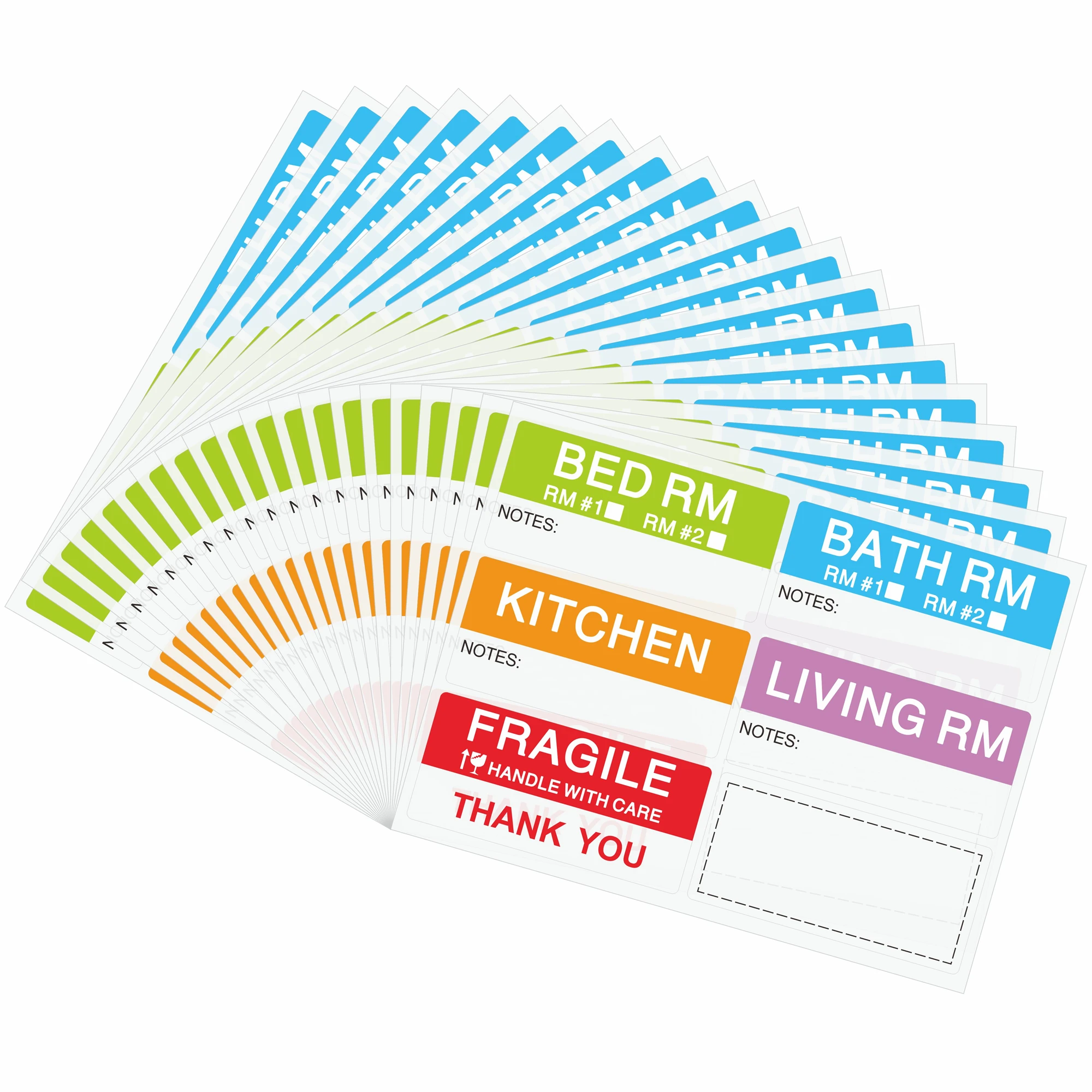 42x90mm Large Home Moving Labels for Boxes Apartment Moving Helper 6 Different Packing Fragile Labels Blank Furniture
