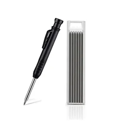 Multicolor Refillable Carpenter Pencil for Woodworking and Construction (Black Pencil Set 2)