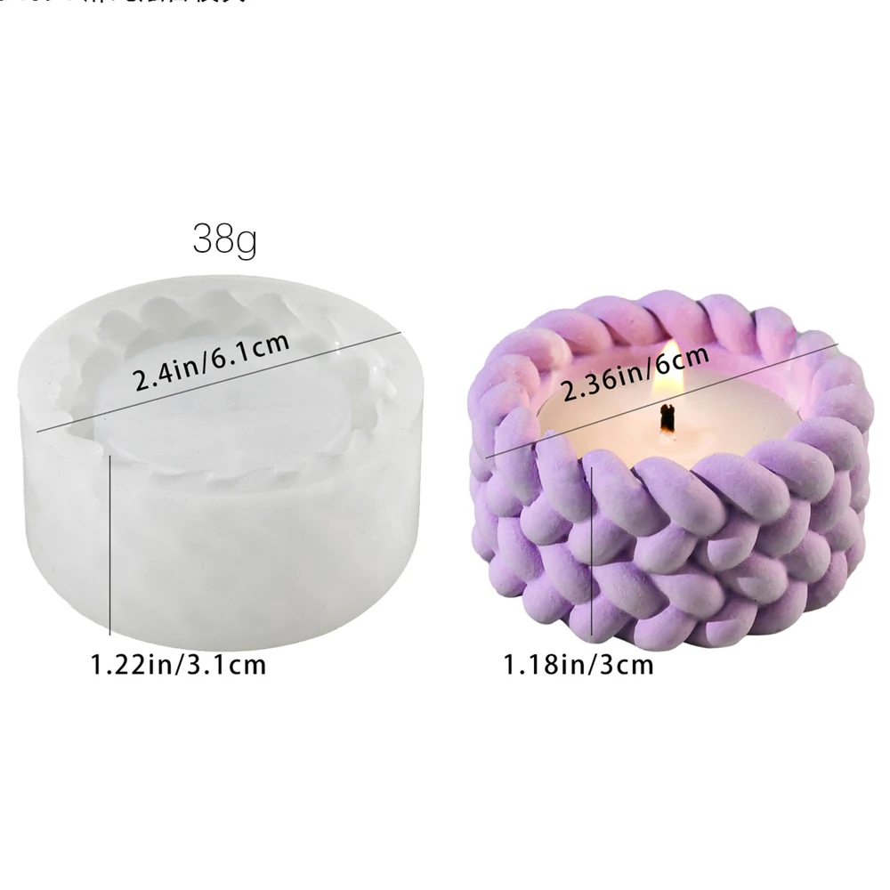 Description Picture 3 of itemHemp Rope Candle Cup Silicone Mold DIY Cement Gypsum Resin Clay Craft Storage Box Mould Succulent Flower Pot Home Decor Molds