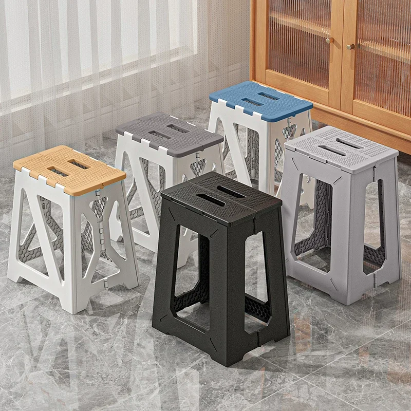 Adult Plastic Stool Home Portable High Stool Children Bathroom Outdoor Camping Chair Folding Bench