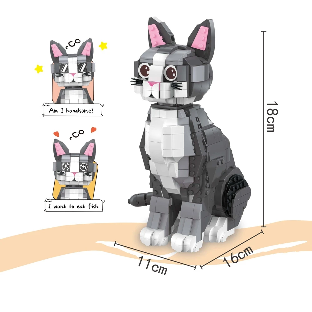 키티 고양이 3D 빌딩 블록 세트, 재미있는 조립 장난감, 어린이 및 고양이 애호가에게 이상적, 완벽한 명절 선물