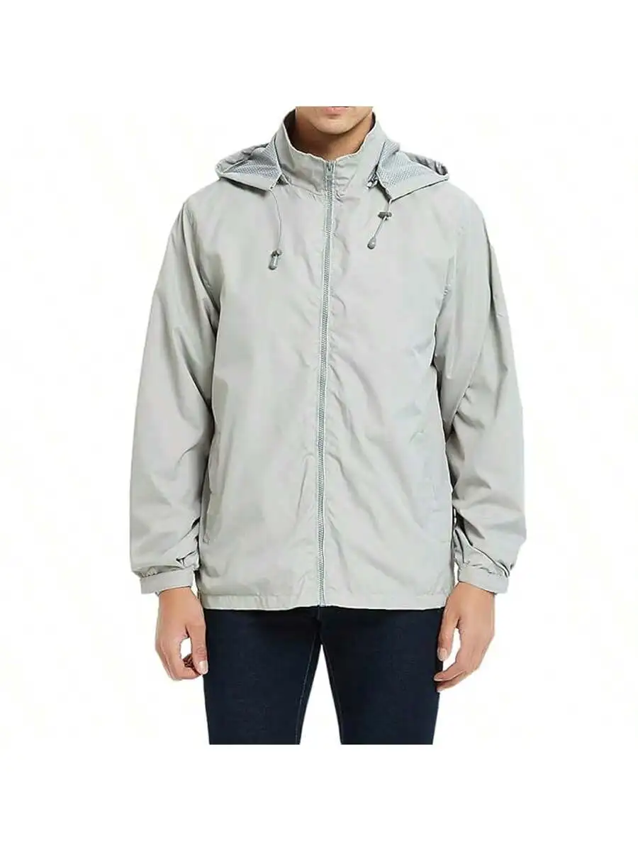 Mens Lightweight Windbreaker Waterproof Rain Jacket Hooded Windbreaker Jacket With Zipper Closure Suitable For Outdoor Play