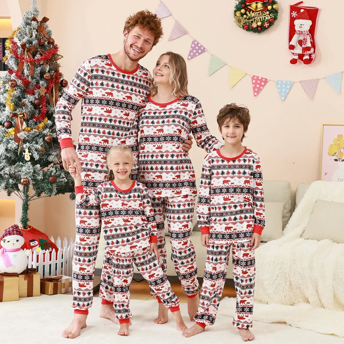 thumbnail image 5 of Nuevo conjunto de pijamas navideños con estampado completo para toda la familia, ropa de dormir suave y cálida, conjuntos a juego para adultos y niños, ropa para bebés, niños y niñas, 5 of 5